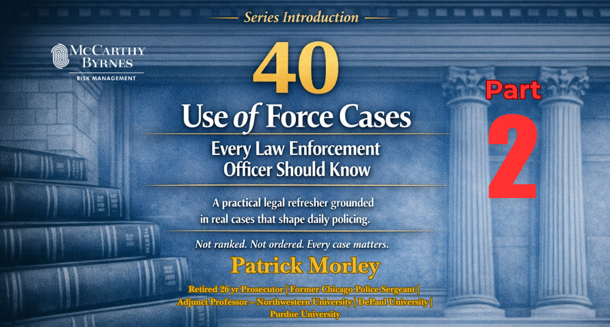 2 Cover image for the series '40 Use of Force Cases Part 2' with blue background, gold '40', and author Patrick Morley (books and pillars in the design).